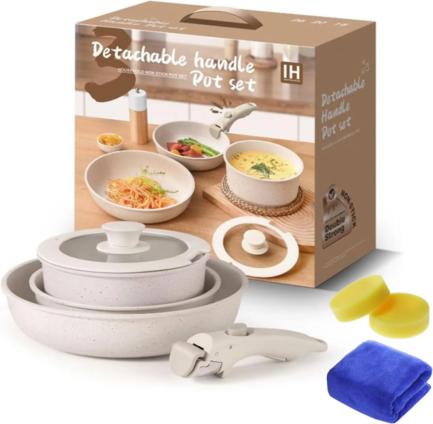 Gourmetific Cookware Set, 5-Piece Detachable Handle Set