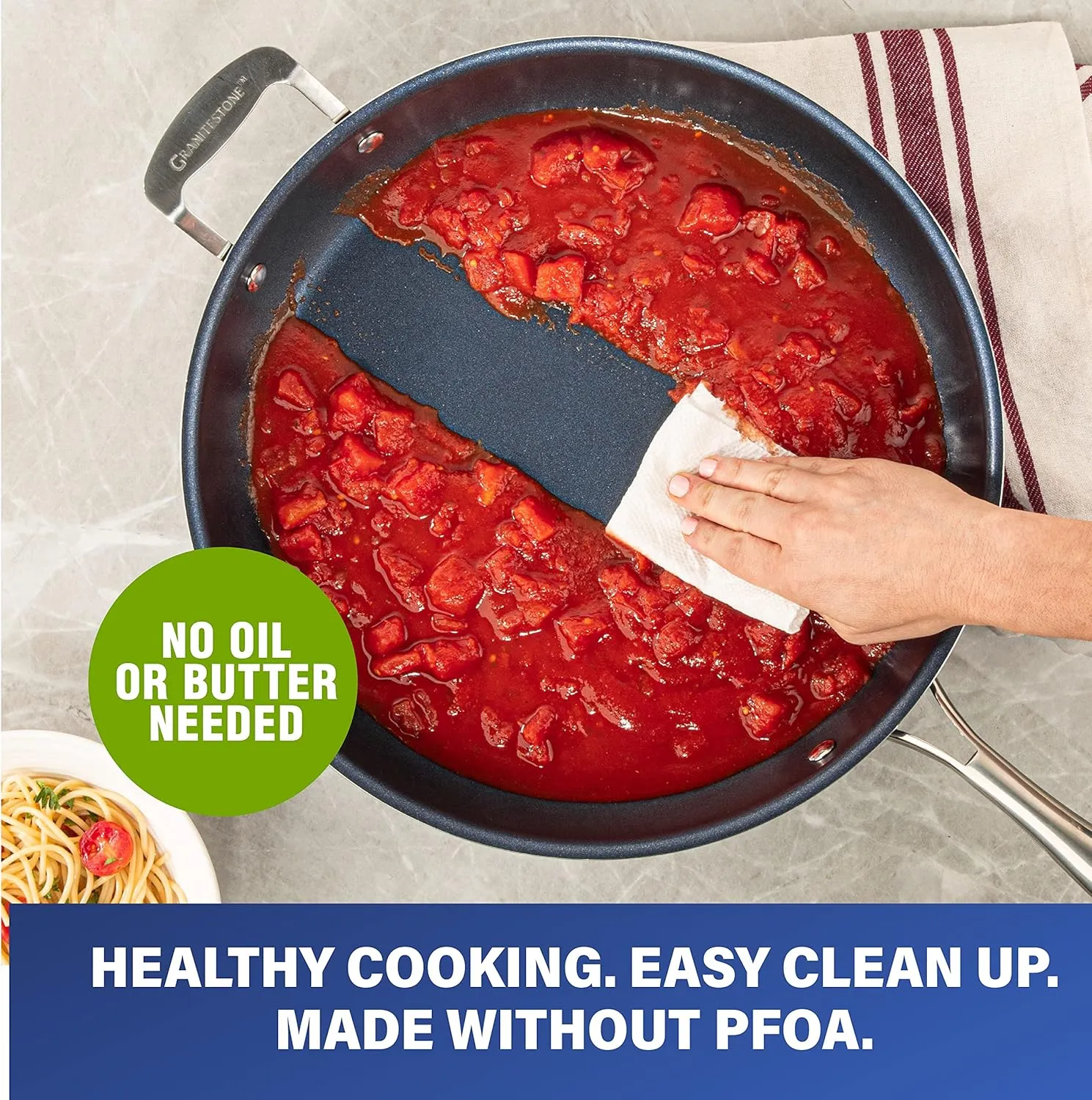 Granitestone 14 Inch Frying Pan with Lid, Large Non Stick Skillet for Cooking, Frying Pans Nonstick, Ultra Durable Mineral and Diamond Coating, Family Sized Open Skillet, Oven/Dishwasher Safe, Blue
