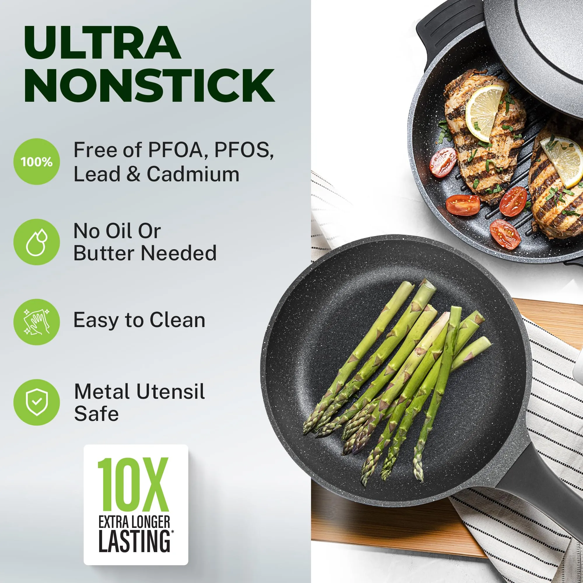 GRANITESTONE 20 Pc Pots and Pans Set Non-Stick Cookware Set, Kitchen Cookware Sets with Deep Frying Pan Set, Bakeware and More for Cooking, Non Toxic, Oven and Dishwasher Safe