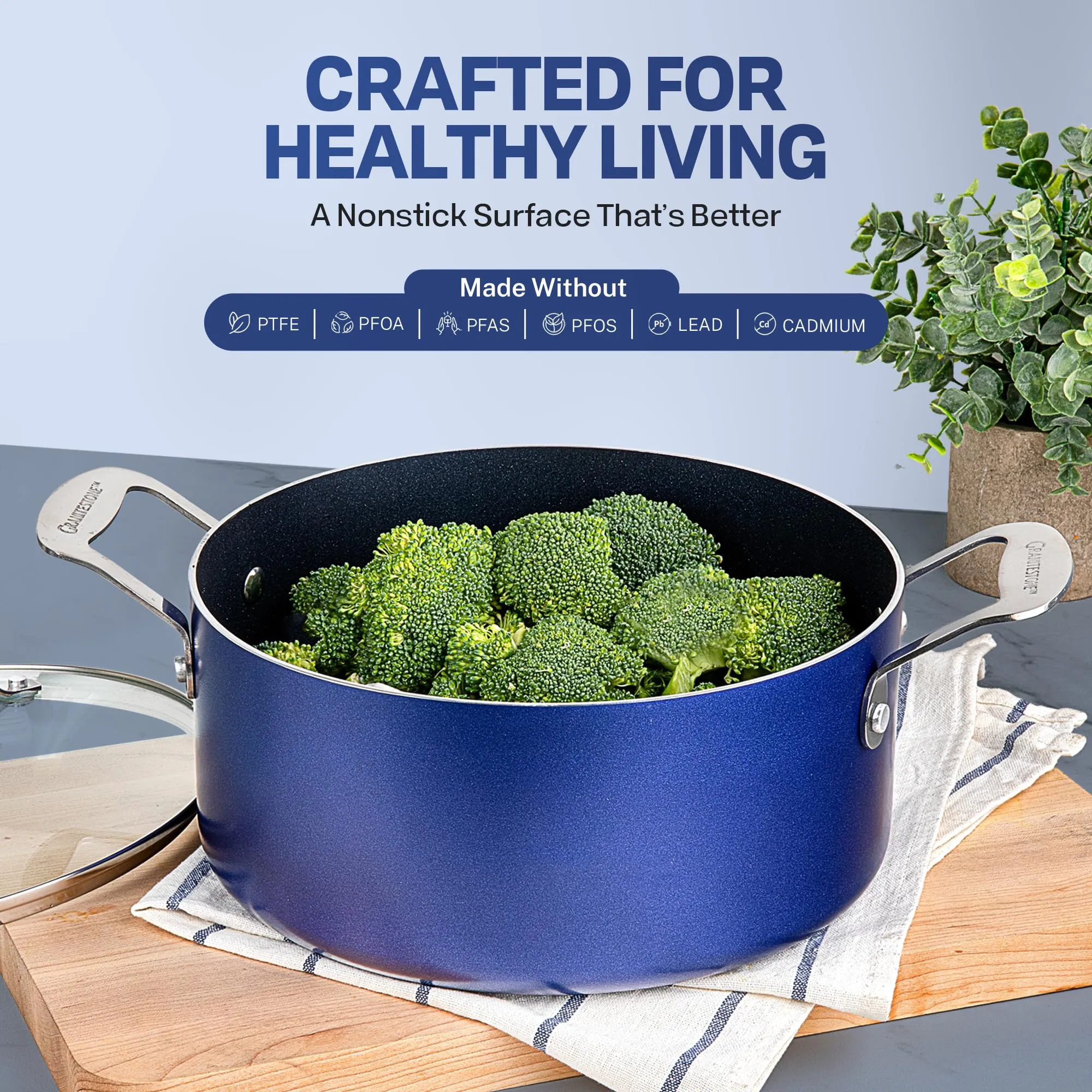 GRANITESTONE 20 Pc Pots and Pans Set Non-Stick Cookware Set, Kitchen Cookware Sets with Deep Frying Pan Set, Bakeware and More for Cooking, Non Toxic, Oven and Dishwasher Safe