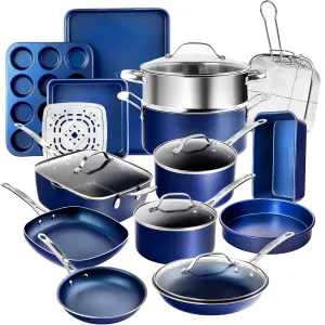 GRANITESTONE 20 Pc Pots and Pans Set Non-Stick Cookware Set, Kitchen Cookware Sets with Deep Frying Pan Set, Bakeware and More for Cooking, Non Toxic, Oven and Dishwasher Safe