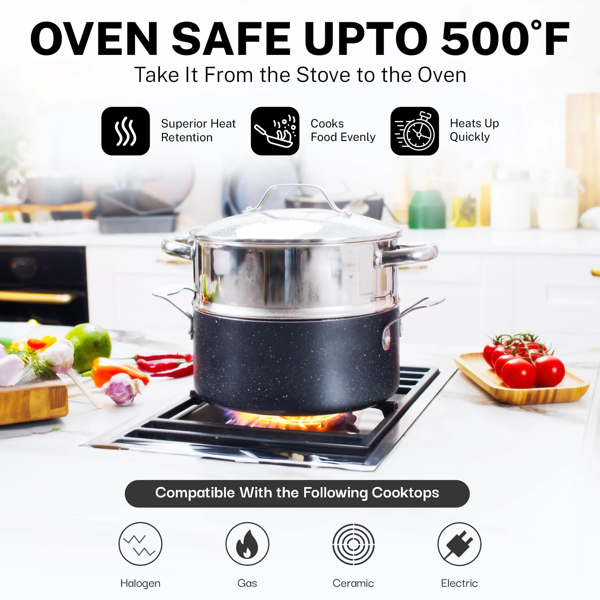 GRANITESTONE 20 Pc Pots and Pans Set Non-Stick Cookware Set, Kitchen Cookware Sets with Deep Frying Pan Set, Bakeware and More for Cooking, Non Toxic, Oven and Dishwasher Safe