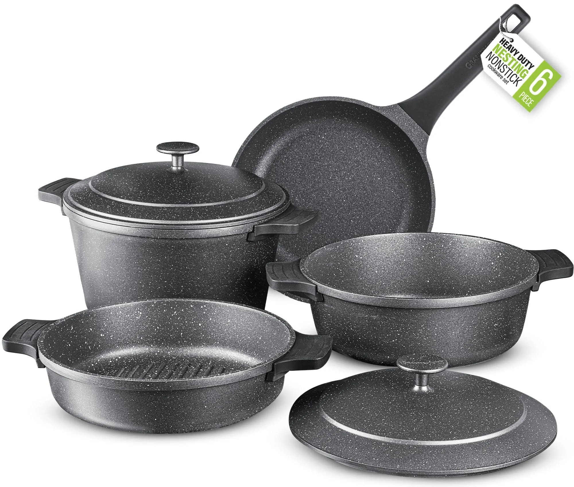 GRANITESTONE 20 Pc Pots and Pans Set Non-Stick Cookware Set, Kitchen Cookware Sets with Deep Frying Pan Set, Bakeware and More for Cooking, Non Toxic, Oven and Dishwasher Safe