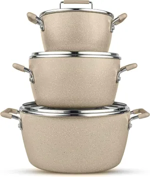 Granitestone 6 Pc Pots and Pans Set Non Stick, 1.5Qt, 3Qt, & 5Qt Nesting Pots Set for Cooking with Induction Cookware Set, Space Saving, Non Toxic, Dishwasher Safe