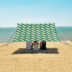 Graphic Fish Scales Beach Canopy Tent Anti-UV & Wind Resistant, Camping Sun Shelter Easy Setup Portable,Outdoor Shade Tents with Sandbags,Sand Shovels,Ground Pegs & Stability Poles