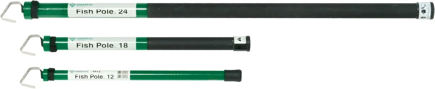 Greenlee FP12 12' Collapsible Wire Pushing and Pulling Fish Pole with Velcro Strap