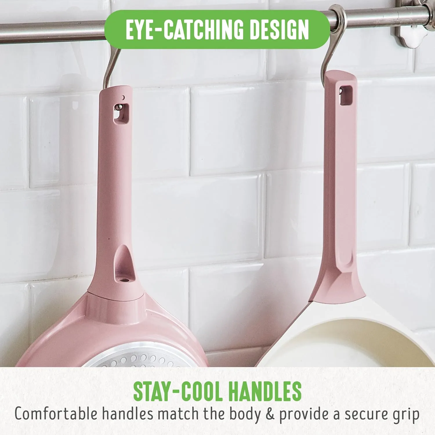 GreenLife Arte 8 Piece Ceramic Nonstick Cookware Pots and Pans Set, Induction Suitable, PFOA & PFAS Free, Stay-Cool Handles, Glass Lids, Stock Saucepans & Frying Pans, Dishwasher Safe, Light Pink