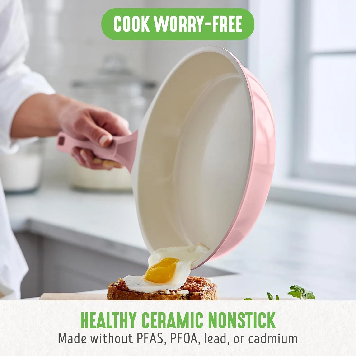 GreenLife Arte 8 Piece Ceramic Nonstick Cookware Pots and Pans Set, Induction Suitable, PFOA & PFAS Free, Stay-Cool Handles, Glass Lids, Stock Saucepans & Frying Pans, Dishwasher Safe, Light Pink