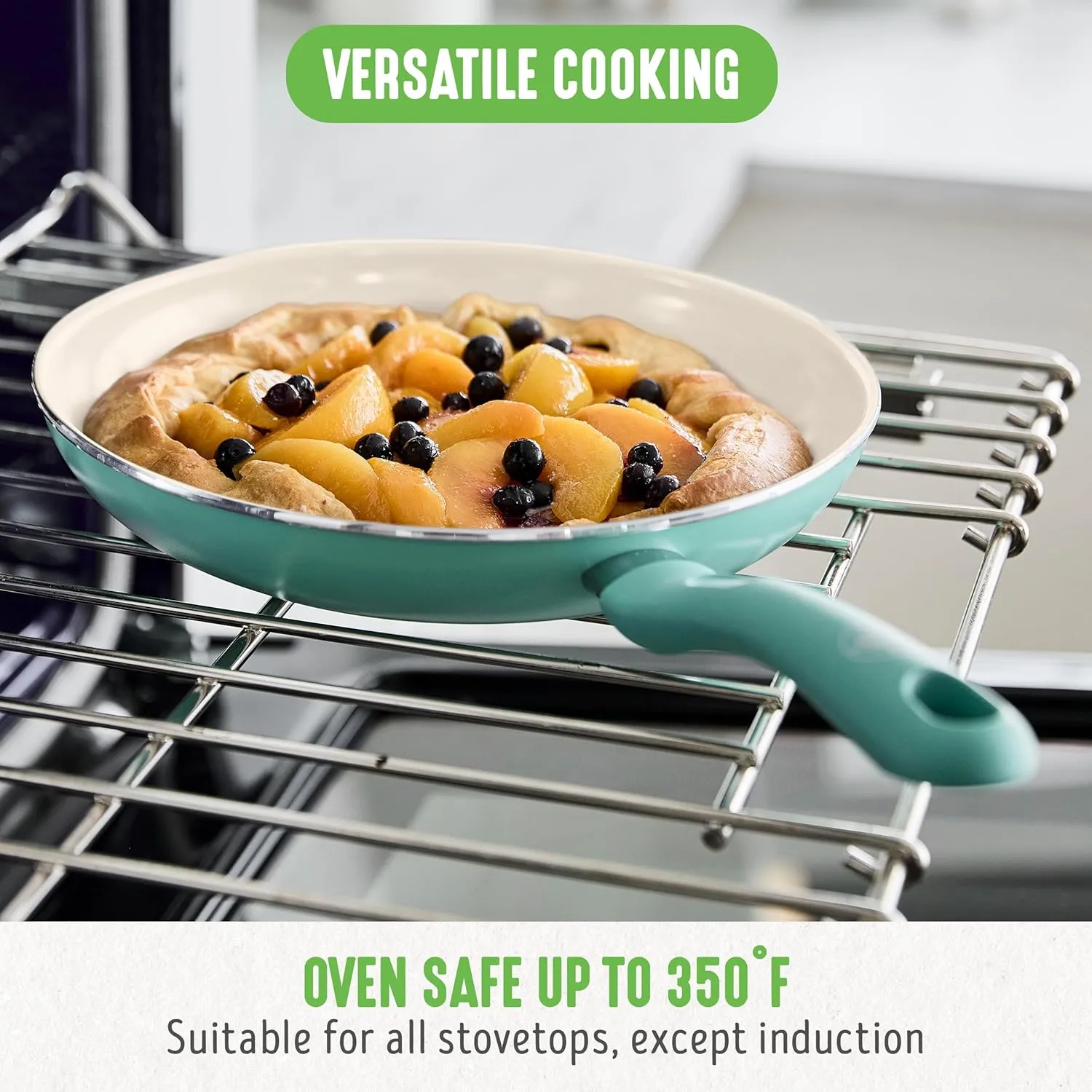 GreenLife Soft Grip Healthy Ceramic Nonstick, Frying Pan Set, 7" and 10", Turquoise