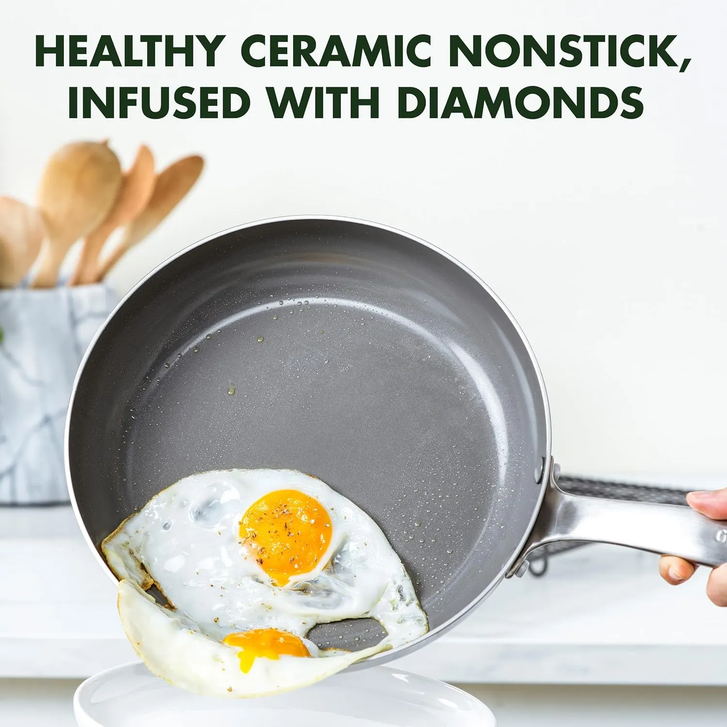 GreenPan Chatham Hard Anodized Healthy Ceramic Nonstick, 12" Frying Pan Skillet with Lid, PFAS-Free, Dishwasher Safe, Oven Safe, Gray