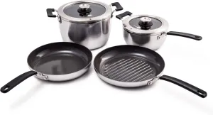 GreenPan Levels Stackable Hard Anodized Healthy Ceramic Nonstick, 6 Piece Pots and Pans Cookware Set PFAS-Free, Dishwasher Safe, Black