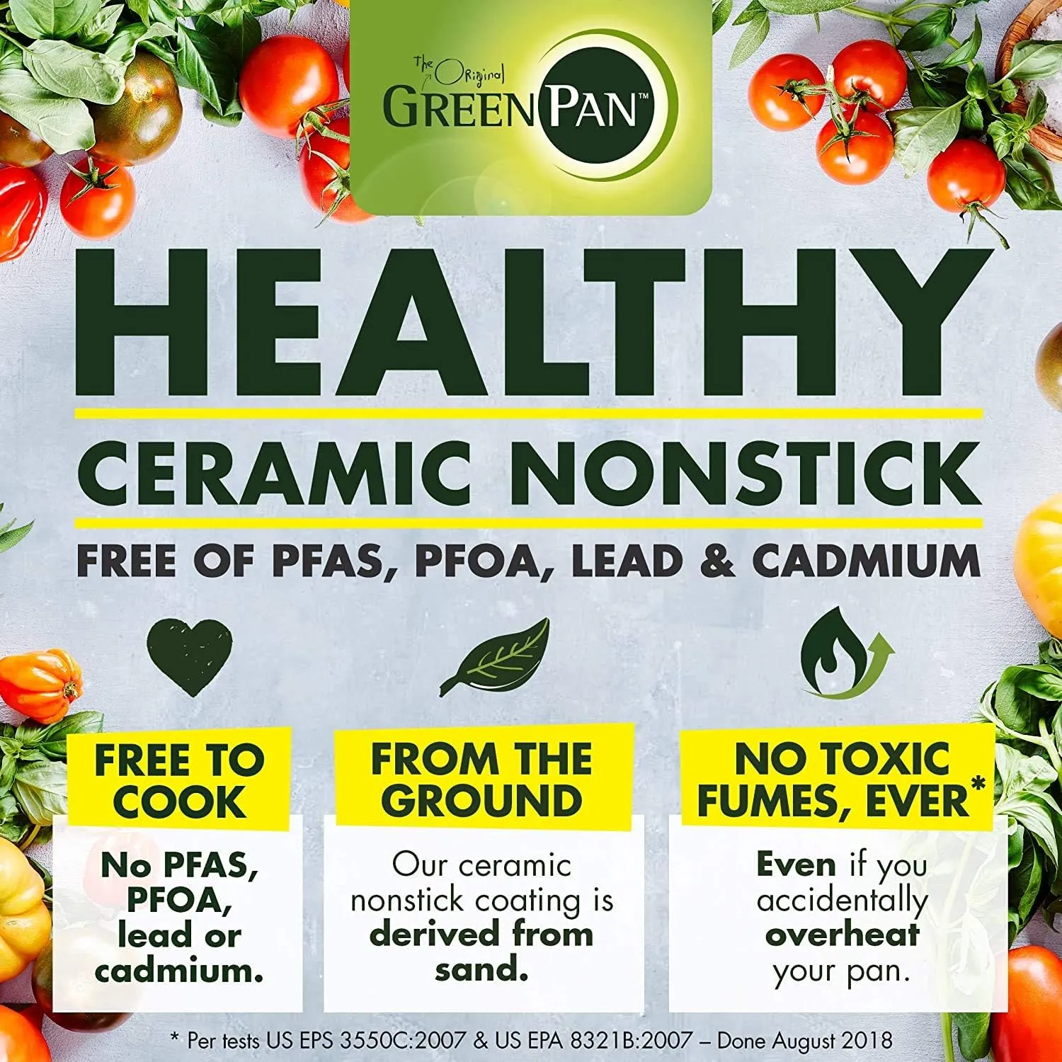 GreenPan Padova Healthy Ceramic Nonstick 10pc Cookware pots and pans Set, Induction Safe, Smokey Blue