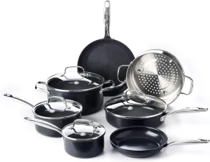 GreenPan Prime Midnight Hard Anodized Healthy Ceramic Nonstick 11 Piece Cookware Pots and Pans Set, PFAS-Free, Dishwasher Safe, Oven Safe, Black