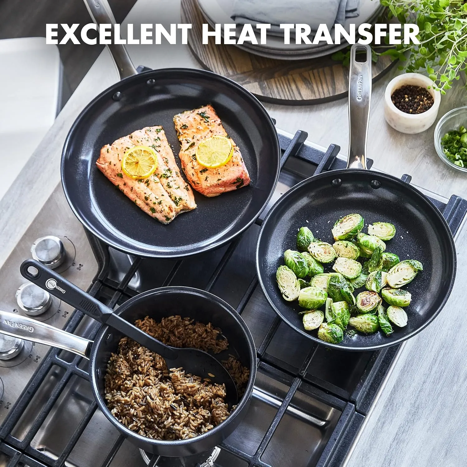GreenPan Prime Midnight Hard Anodized Healthy Ceramic Nonstick 11 Piece Cookware Pots and Pans Set, PFAS-Free, Dishwasher Safe, Oven Safe, Black