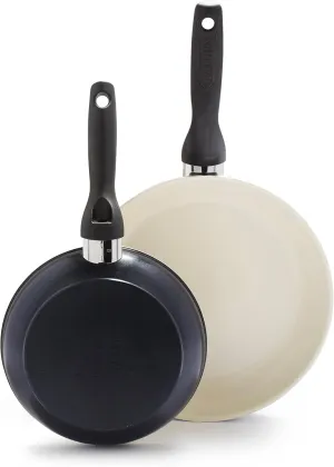 GreenPan Rio 8" and 10" Frying Pan Skillet Set, PFOA and PFAS-Free, Healthy Ceramic Nonstick Cookware, Stay-Cool Bakelite Handles, Dishwasher Safe, Easy Clean, Durable Performance, Black