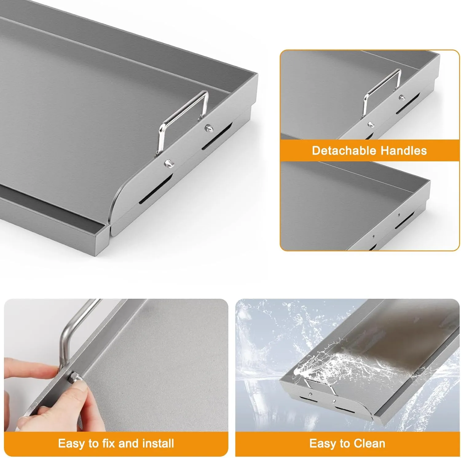 Griddle for Gas Grill, 25"x 16” Universal Fry Pan Metal Flat Top Griddle Plate for Gas Stove/Charcoal/Electric/Gas Grill, Large Stove Top Griddle Insert for Camping, Tailgating and Parties