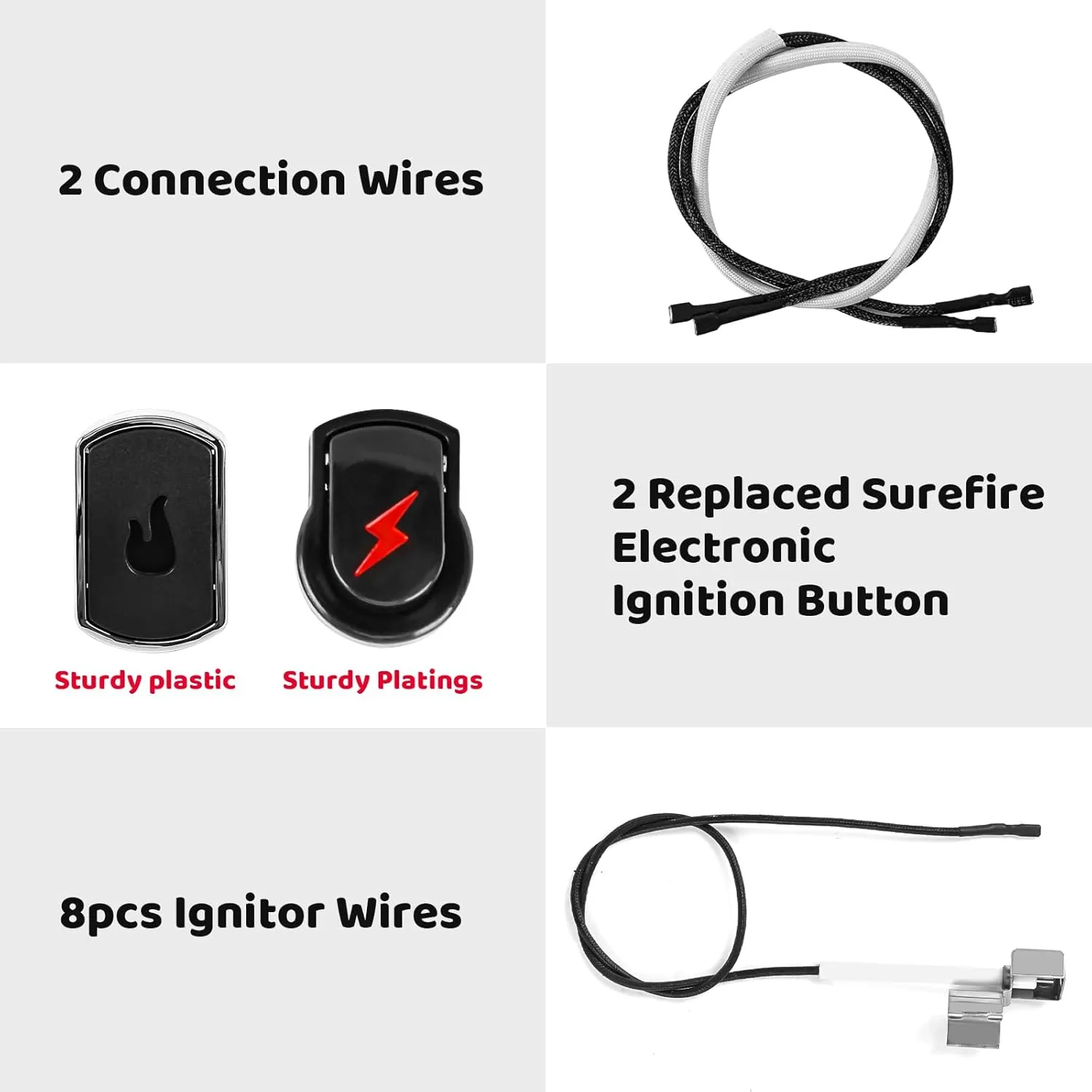 Grill Igniter Replacement Kit for Charbroil (G515-0030-W2), 5 Outlet Electronic Igniter and Switch Button with Wires for CharBroil Ignition Systems and Most CharBroil Gas Grills