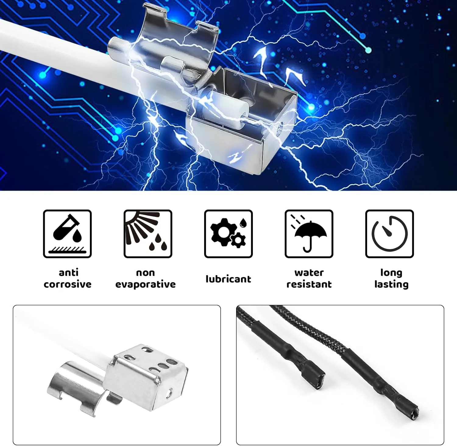 Grill Igniter Replacement Kit for Charbroil (G515-0030-W2), 5 Outlet Electronic Igniter and Switch Button with Wires for CharBroil Ignition Systems and Most CharBroil Gas Grills