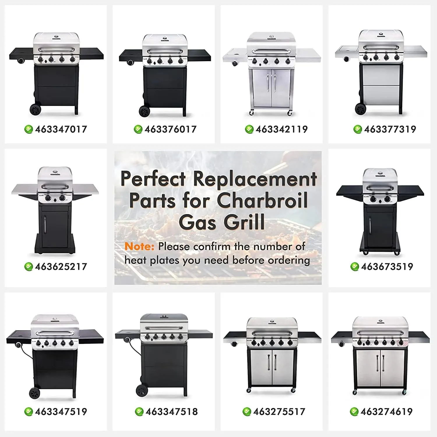 Grill Parts for Char-Broil Performance 5 Burner Gas Grill Replacement Parts, Charbroil Performance 463347519, 463243518, 463275517, 463373019, 463347518, 463243519. Charbroil 4 Burner 463342119.