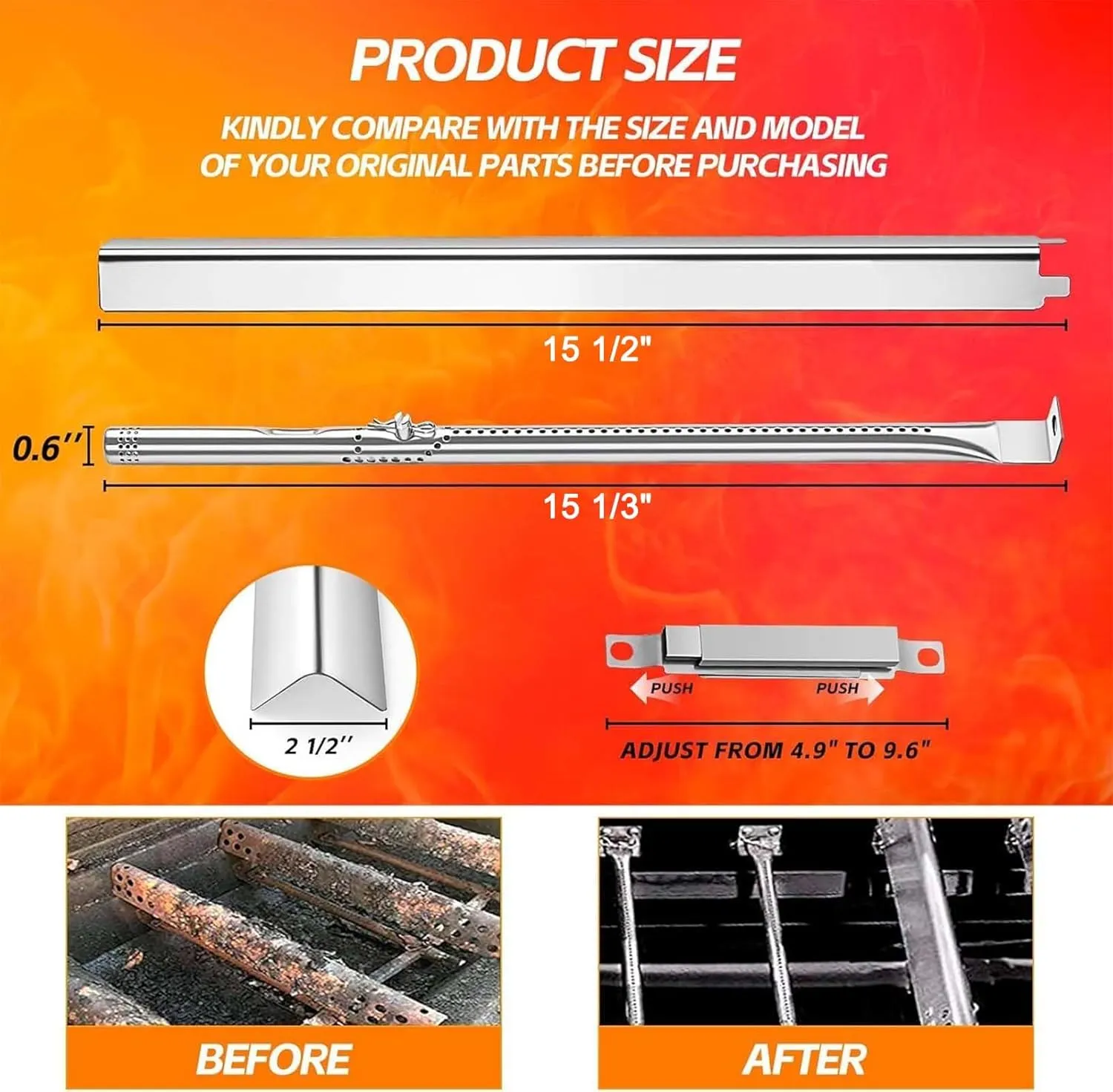 Grill Replacement Parts for Charbroil Performance 4 Burner 463354021 463365522 463353021 463351021 463351221, G327-2100-W1 Burner, G325-0002-W1 G428-5102-W1 Heat Tent, Igniters, Crossover Tube