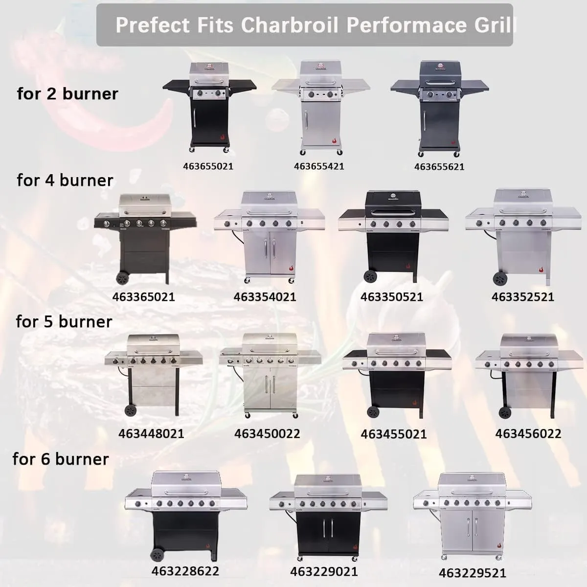 Grill Replacement Parts for Charbroil Performance 4 Burner 463366022 463365021 463365522 463352521, 5 Burner 463448021,G325-0002-W1 G327-2100-W1,Char broil 463365021 Parts, 463365021 Replacement Parts