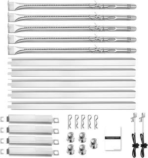 Grill Replacement Parts for Charbroil Performance 5 Burner 463448021 463450022 463451022, 4 Burner 463365021 463352521 463366022, G325-0002-W1 G327-2100-W1, 15.5“ Heat Plate, 15.3” Burner, Igniter