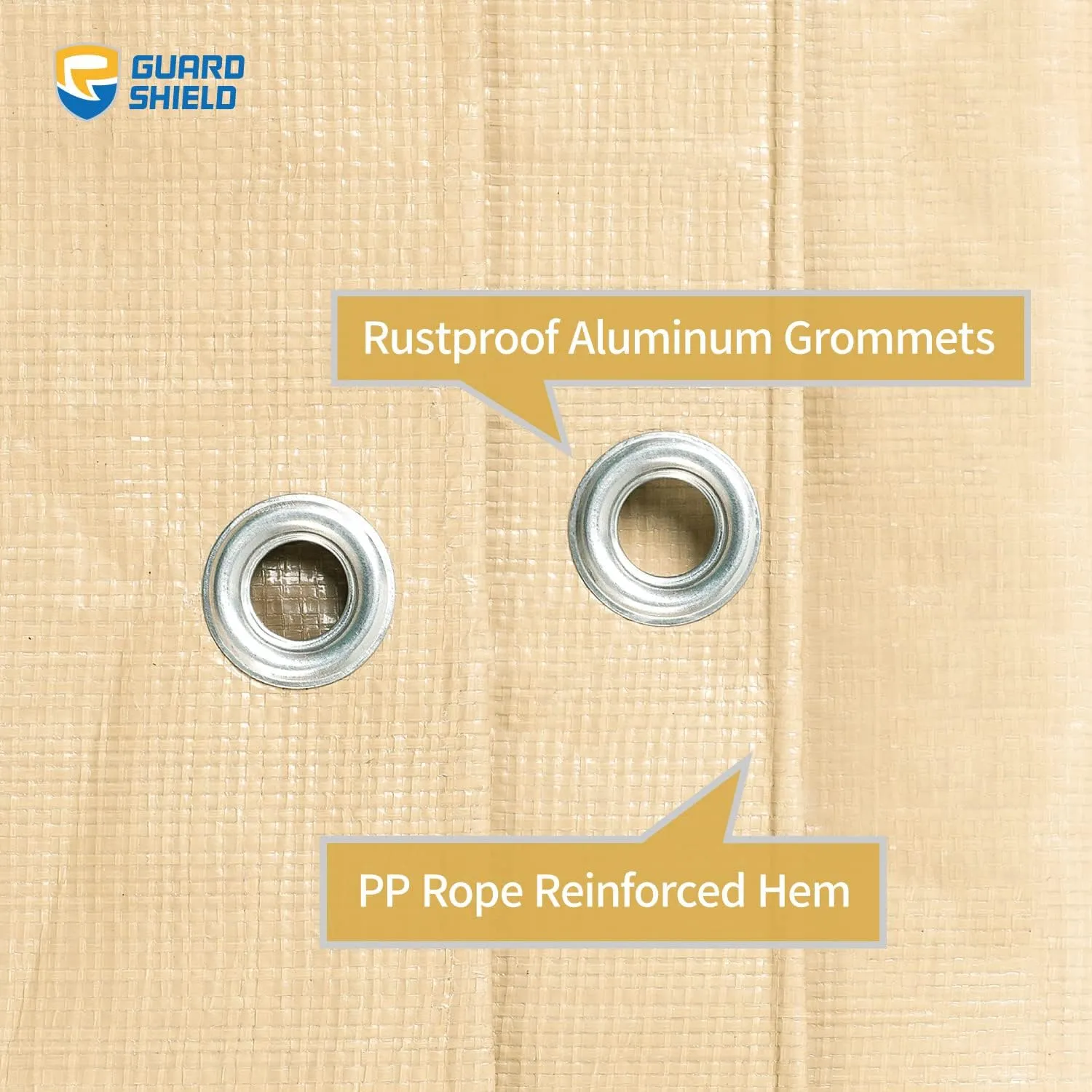 GUARD SHIELD Beige Tarp Heavy Duty Waterproof 20x30 Feet Outdoor Poly Tarps Cover Thick UV Resistant Canopy Tarpaulin with Grommets 10mil