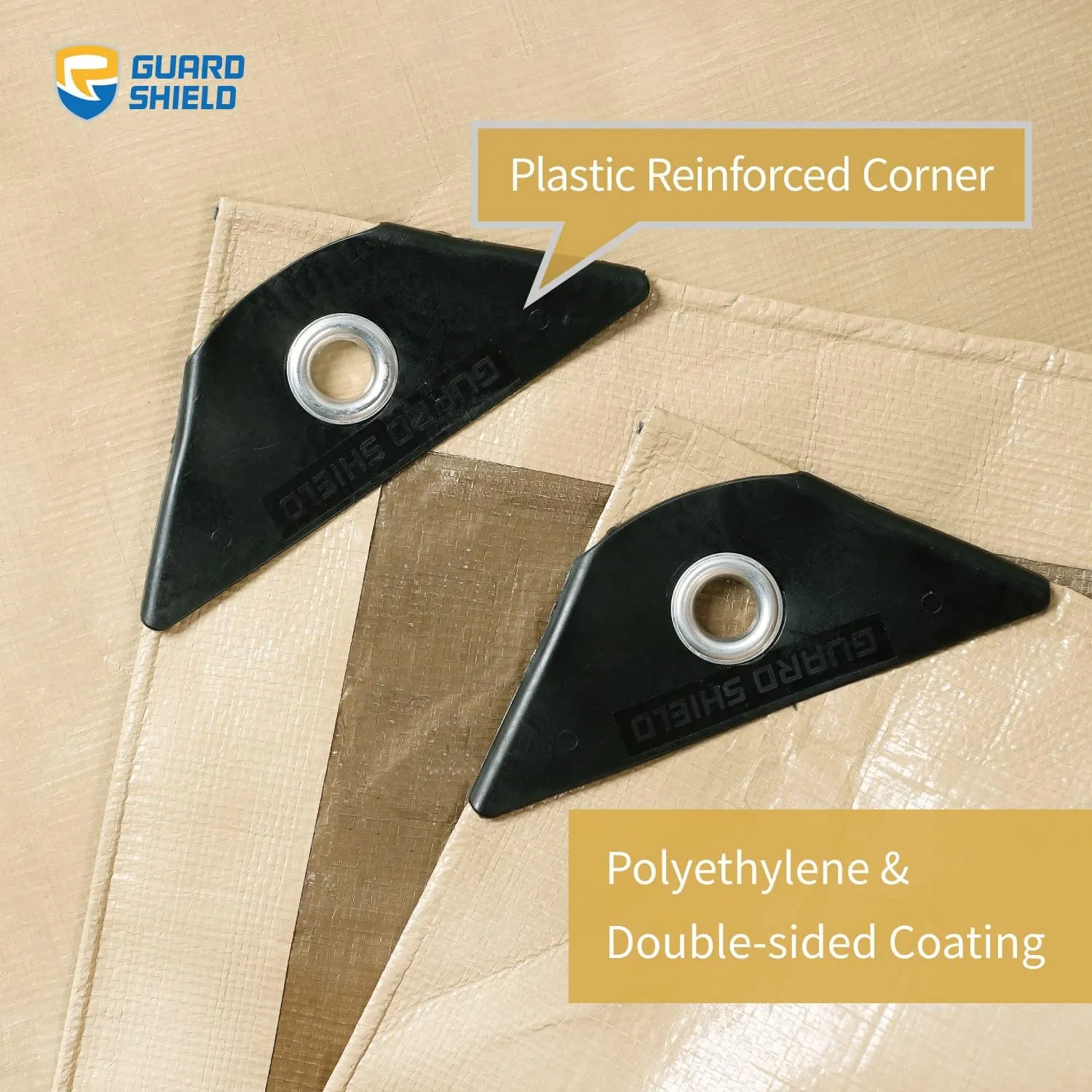 GUARD SHIELD Beige Tarp Heavy Duty Waterproof 20x30 Feet Outdoor Poly Tarps Cover Thick UV Resistant Canopy Tarpaulin with Grommets 10mil