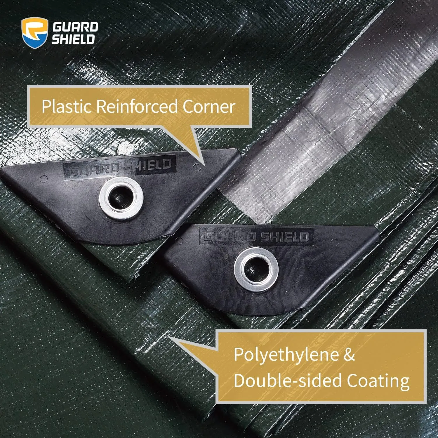GUARD SHIELD Super Heavy Duty Green/Silver Poly Tarp Cover 10x20 Feet Waterproof 16mil Thick UV and Tear Resistant Tarpaulin with Grommets and Reinforced Edges