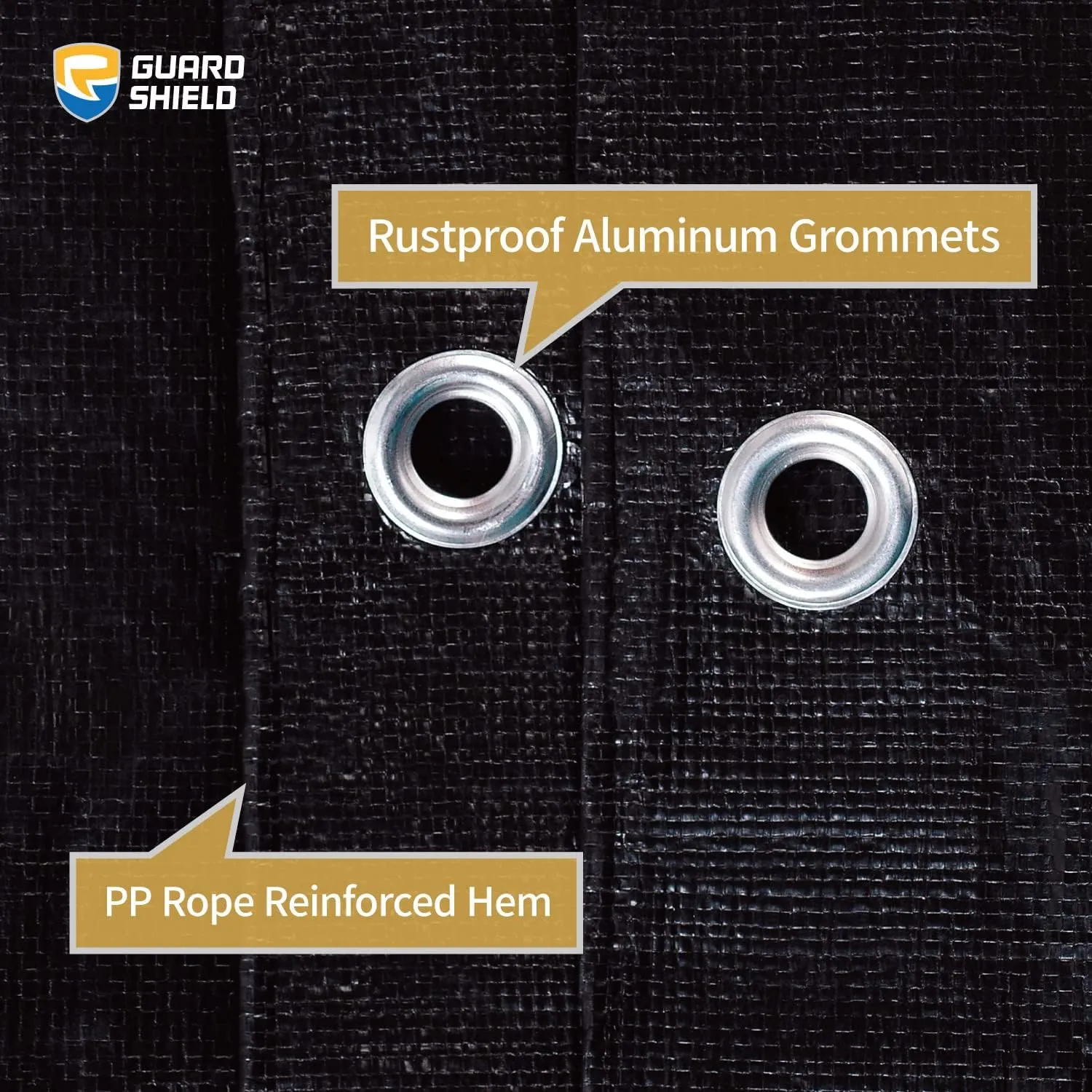 GUARD SHIELD Tarps Heavy Duty Waterproof 10x12 Feet Black Poly Tarp Cover Outdoor Thick UV Resistant Tarpaulin with Grommets 10mil