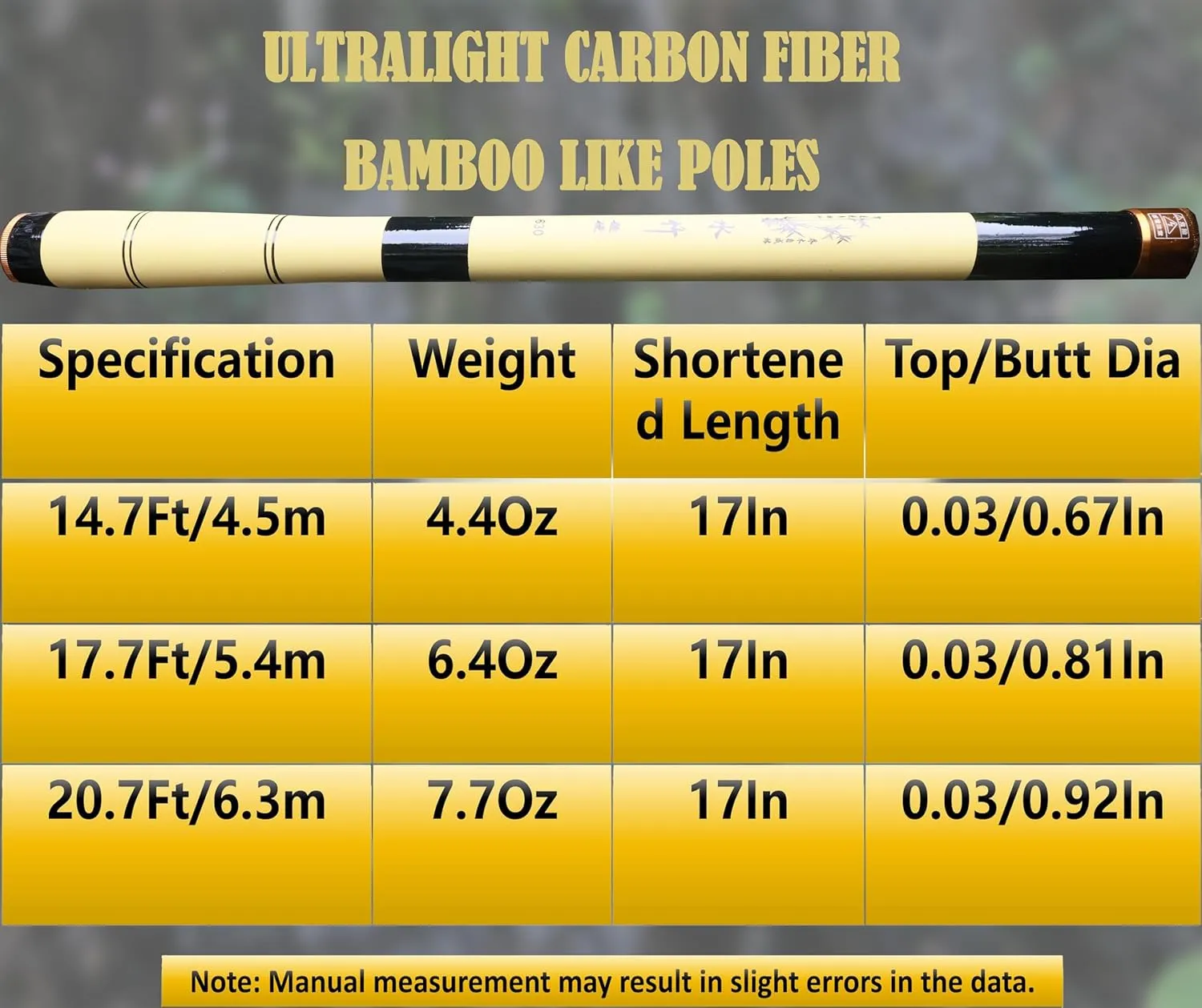 Hand Pole Carbon Fiber Telescopic Fishing Rod Portable Ultralight Fishing Tenkara Rod Collapsible Bass Crappie Full Kit Fishing Pole All Waters Bamboo Fishing Pole