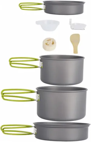 Happyyami 1 Set Portable Nonstick Outdoor Cookware Pan Frying Pan Bowls Spoon Spatula for Camping Hiking and Picnics