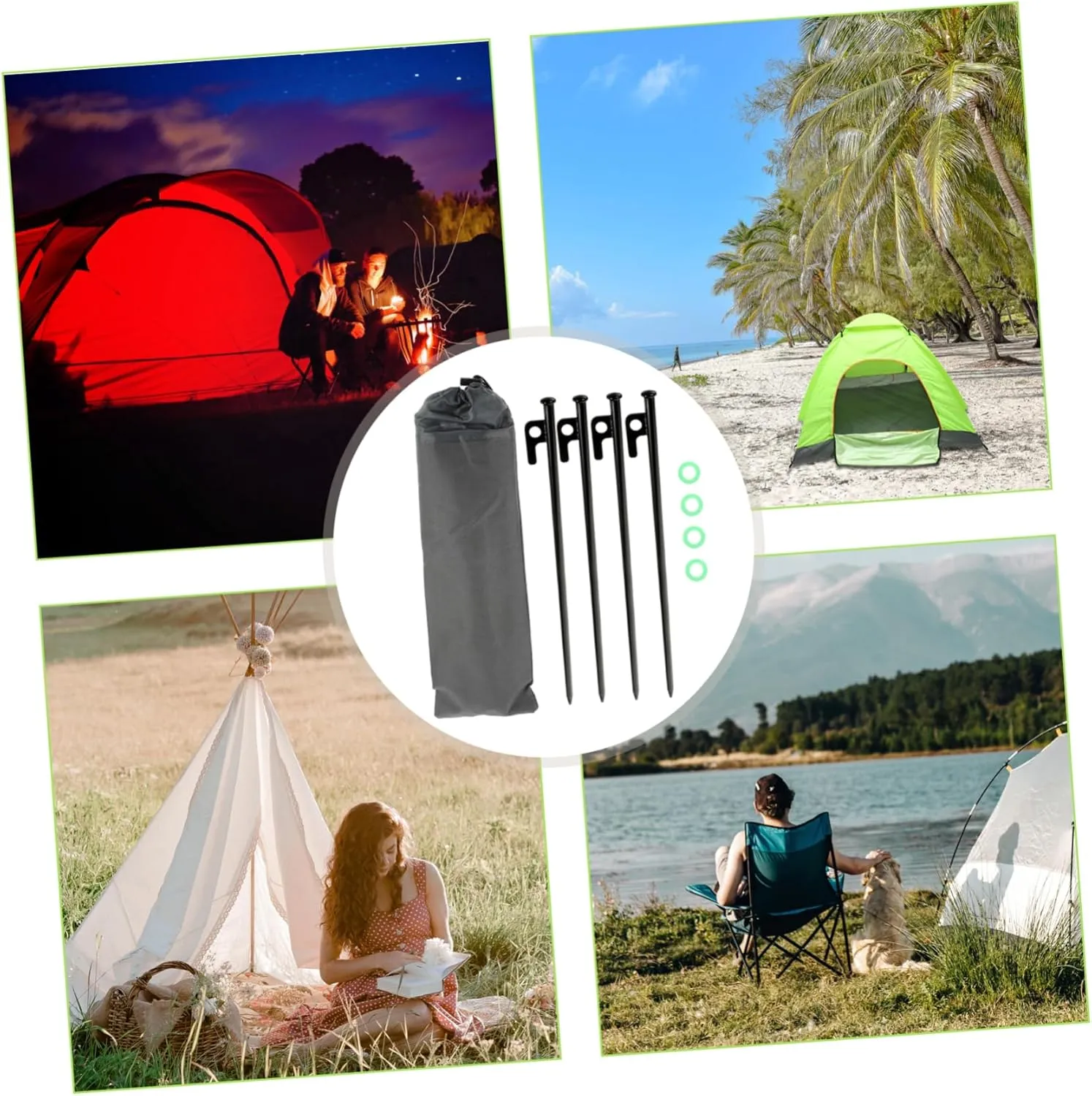 Happyyami Pc Set Windproof Canopy Floor Nails Heavy Duty Tent Stakes Ring for Outdoor Camping
