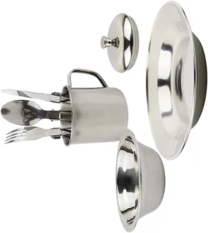 Happyyami Stainless Camping Tableware Set Picnic Cookware Kit 1 Set for 1-2 Users Portable Outdoor Cookware