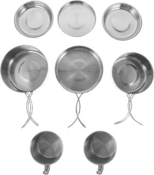 Happyyami Tough Camping Cookware 8-Piece Set Pot Frying Pan Dish Set Easy-Clean for Outdoor Activities