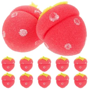 Healifty Sponge Hair Rollers Strawberry Shaped Hair Styling Curlers Foam Hair Curlers Styler for Hair Design 12pcs (Red)