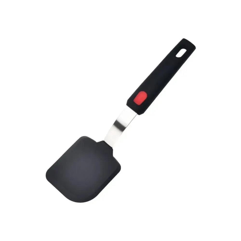 Heat Resistant Nonstick Cookware Flexible Silicone Seamless Spatulas Ergonomic Design Black Slotted Flipper Kitchen Accessories