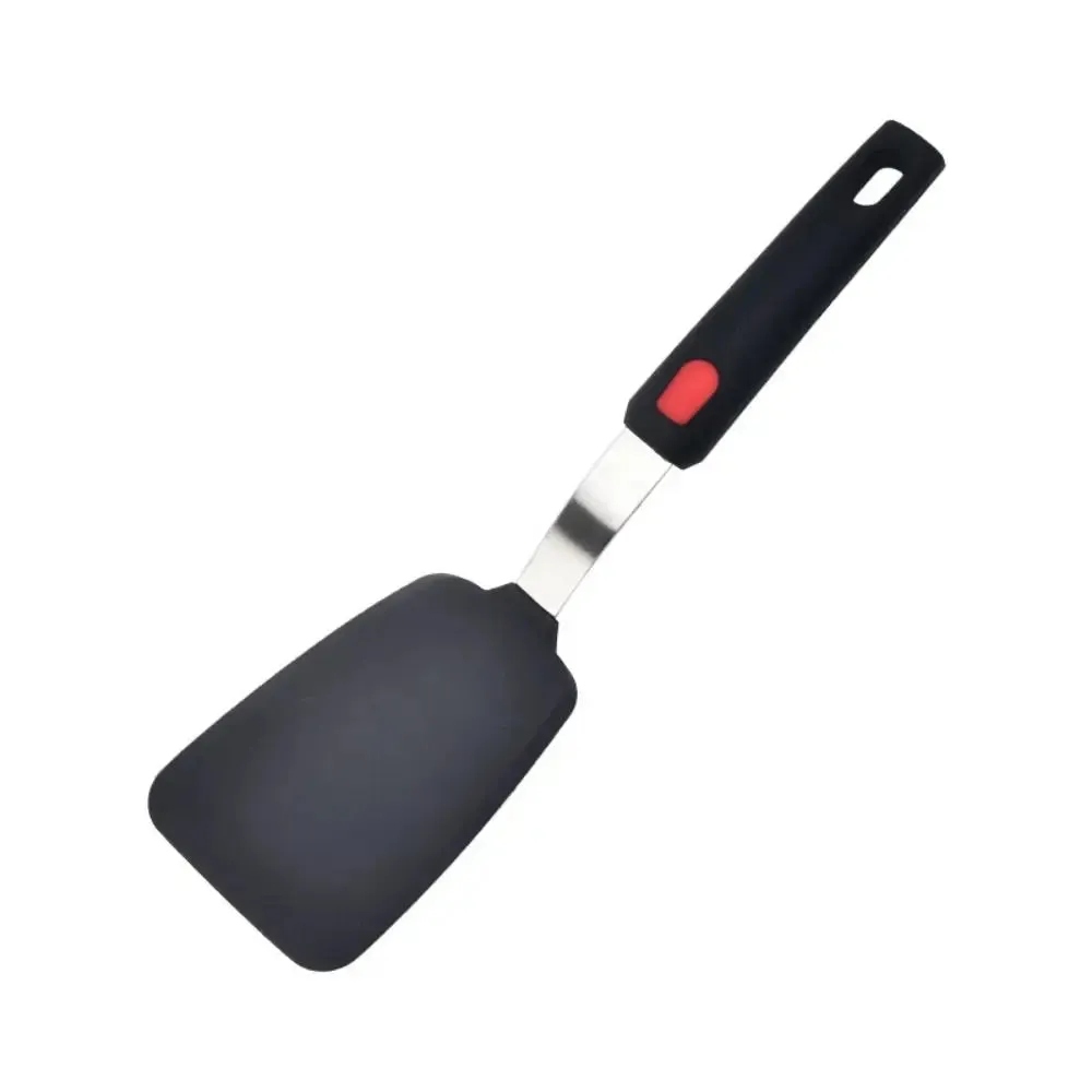 Heat Resistant Nonstick Cookware Flexible Silicone Seamless Spatulas Ergonomic Design Black Slotted Flipper Kitchen Accessories
