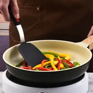 Heat Resistant Nonstick Cookware Flexible Silicone Seamless Spatulas Ergonomic Design Black Slotted Flipper Kitchen Accessories