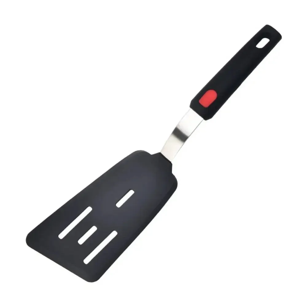 Heat Resistant Nonstick Cookware Flexible Silicone Seamless Spatulas Ergonomic Design Black Slotted Flipper Kitchen Accessories