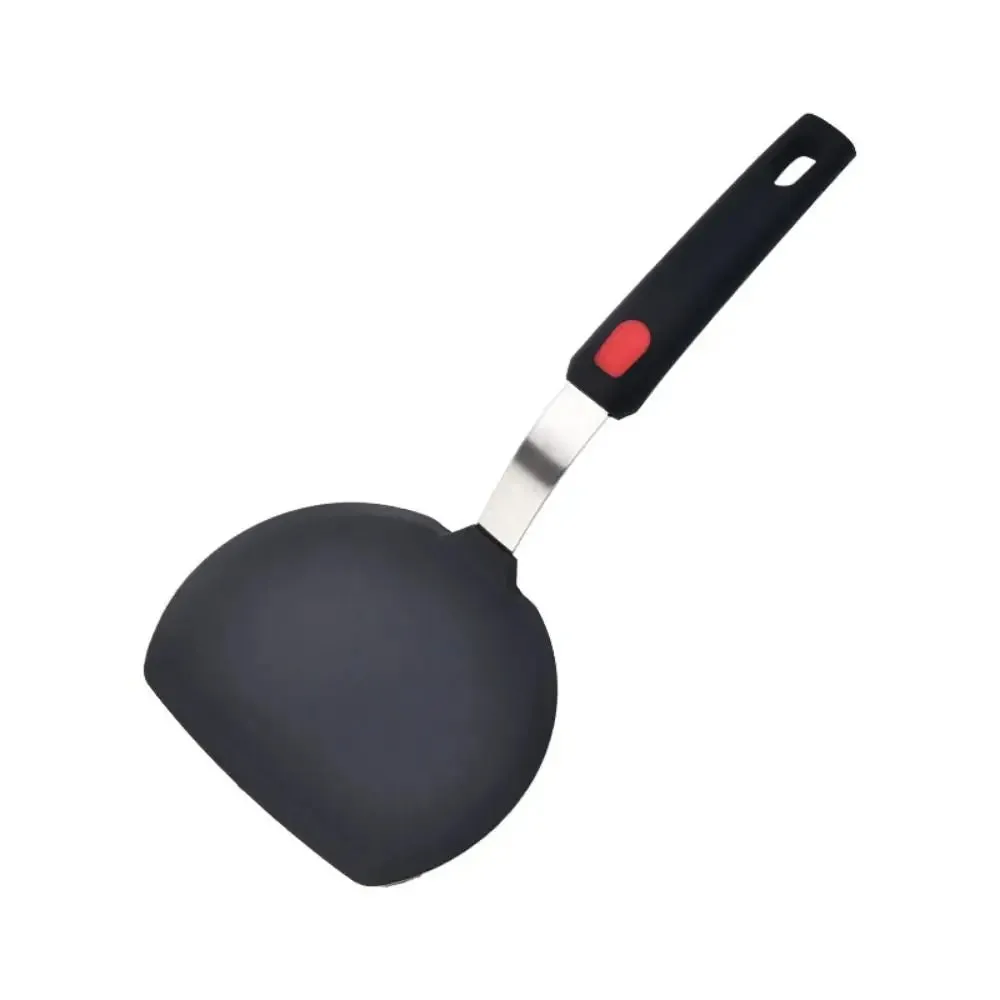 Heat Resistant Nonstick Cookware Flexible Silicone Seamless Spatulas Ergonomic Design Black Slotted Flipper Kitchen Accessories