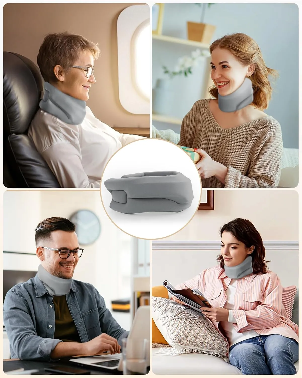Heated Neck Brace Cervical Collar - Neck Support Brace with Heating Pad, Soft Foam Wraps Keep Vertebrae Stable and Aligned for Relief of Cervical Spine Pressure for Women & Men (M Size) Grey