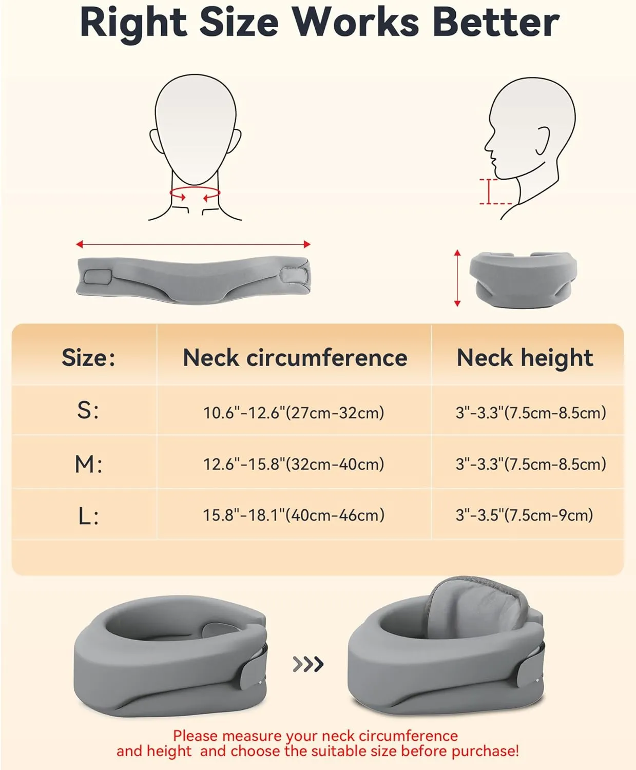 Heated Neck Brace Cervical Collar - Neck Support Brace with Heating Pad, Soft Foam Wraps Keep Vertebrae Stable and Aligned for Relief of Cervical Spine Pressure for Women & Men (M Size) Grey