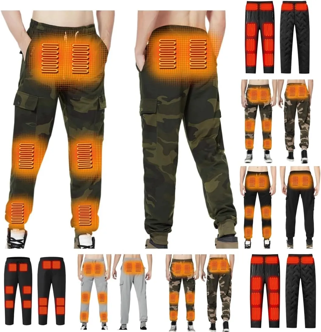 Heated Pants for Men Work Rechargeable Heating Pant Hunting Winter Snow Sweatpants Heated Clothes Fleece Insulated Camo