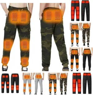 Heated Pants for Men Work Rechargeable Heating Pant Hunting Winter Snow Sweatpants Heated Clothes Fleece Insulated Camo