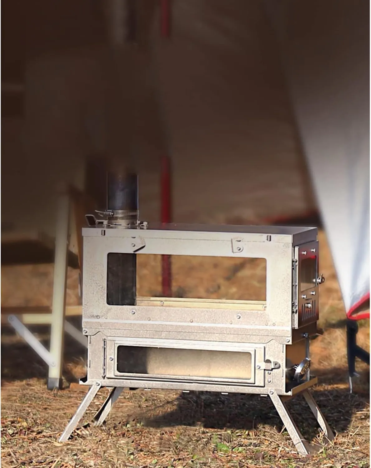 Heating Stove in Tent, Portable Non-Smoking Camp Wood Burning Stove for Car Camping, Camping Stove, Hunting Fishing Stove, Portable Camping Barbecue Stove,S