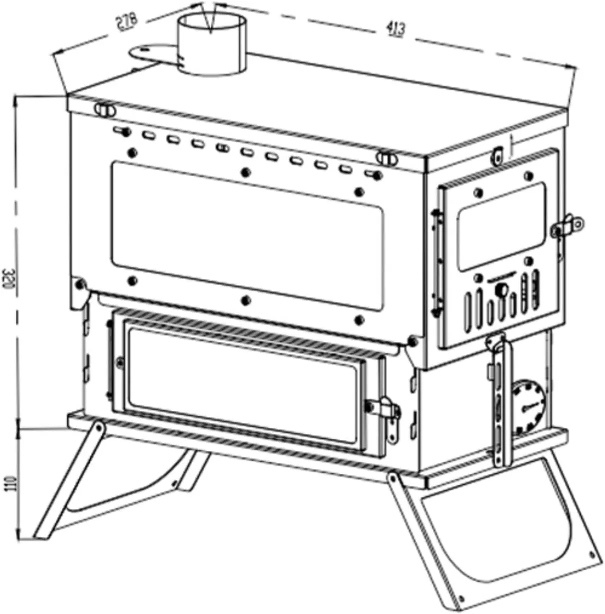 Heating Stove in Tent, Portable Non-Smoking Camp Wood Burning Stove for Car Camping, Camping Stove, Hunting Fishing Stove, Portable Camping Barbecue Stove,S