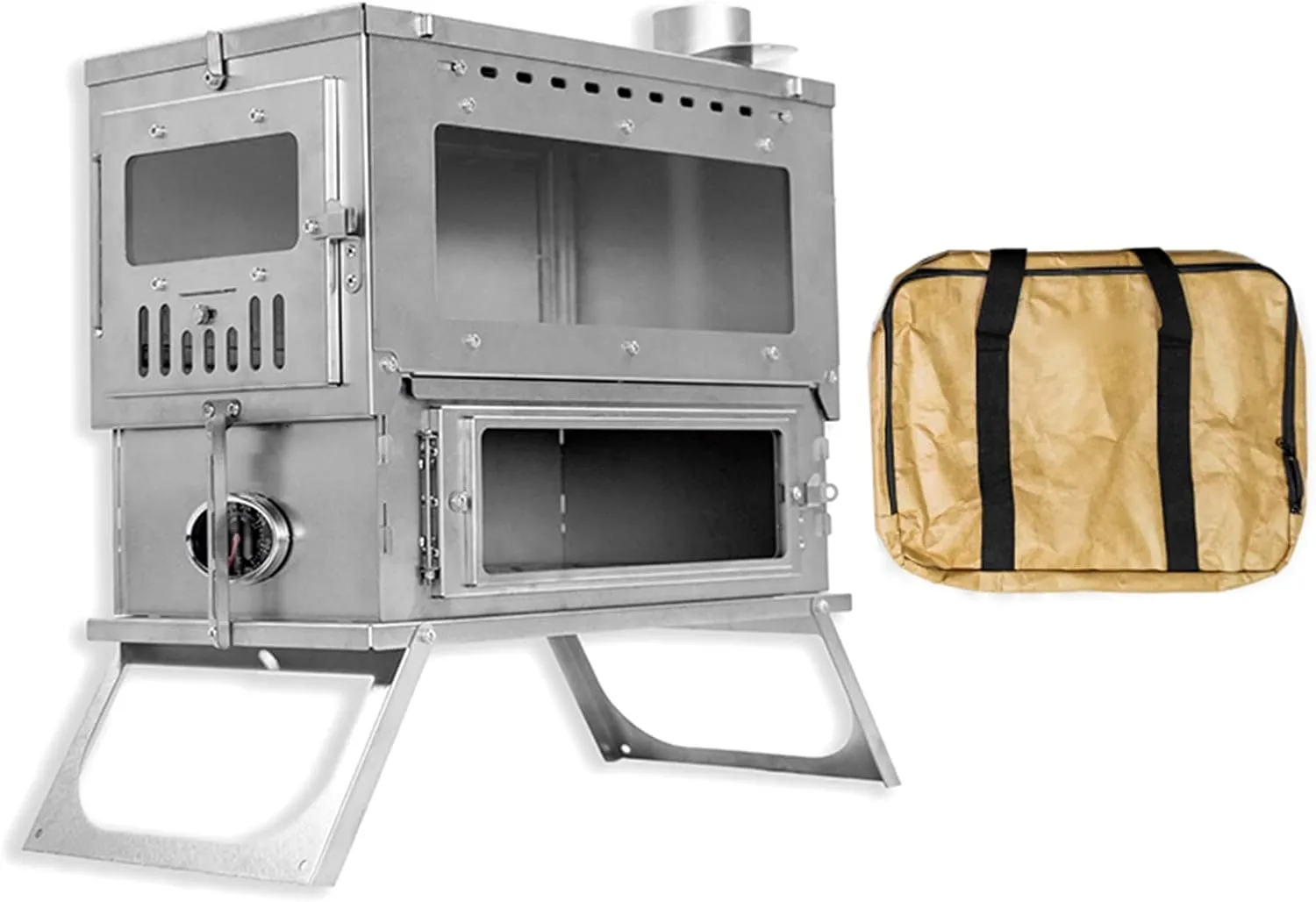 Heating Stove in Tent, Portable Non-Smoking Camp Wood Burning Stove for Car Camping, Camping Stove, Hunting Fishing Stove, Portable Camping Barbecue Stove,S