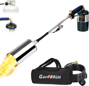 Heavy Duty Weed Torch Propane Burner with Storage Bag,1,200,000 BTU Blow Torch with 8.8FT Hose, Portable Flame Weeder with Igniter for Garden Wood Roofing Snow Road Charcoal Start(Fuel not included)