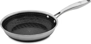 Hell's Kitchen Hybrid 8" Frying Pan, Tri-Clad Stainless Steel and Nonstick Ceramic PFAS Free, no PFOA, PTFE, or Teflon, Non Toxic Cookware, Metal Utensil Safe, All Cooktops, Oven Safe